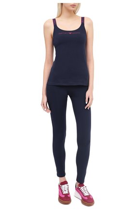 Женская хлопковая майка EMPORIO ARMANI темно-синего цвета по цене 5220 руб., арт. 164237/0A317 | Фото 2 Женская хлопковая майка EMPORIO ARMANI темно-синего цвета, арт. 164237/0A317 | Фото 2