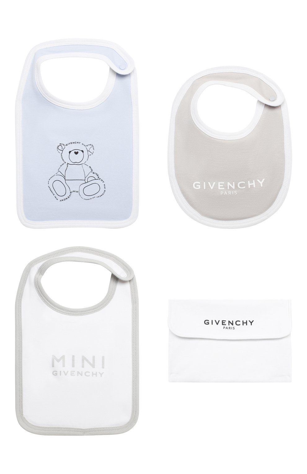 Детский комплект из трех нагрудников GIVENCHY голубого цвета, арт. H98087 | Фото 1 (Материал: Текстиль, Хлопок; Региональные ограничения белый список (Axapta Mercury): RU)