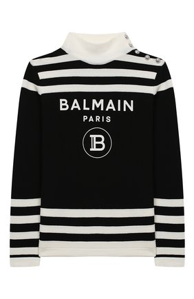 Детская шерстяная водолазка BALMAIN черно-белого цвета по цене 32300 руб., арт. 6N9060/NA820/12-16 | Фото 1 Детская шерстяная водолазка BALMAIN черно-белого цвета, арт. 6N9060/NA820/12-16 | Фото 1