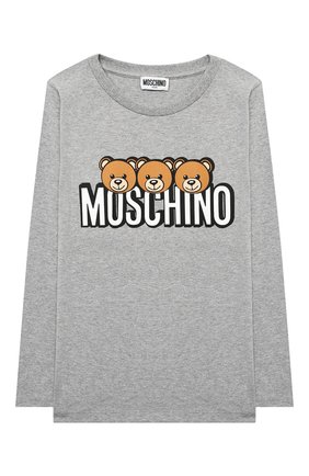 Детская хлопковый лонгслив MOSCHINO серого цвета по цене 7510 руб., арт. HU0006/LBA24/10A-14A | Фото 1 Детская хлопковый лонгслив MOSCHINO серого цвета, арт. HU0006/LBA24/10A-14A | Фото 1