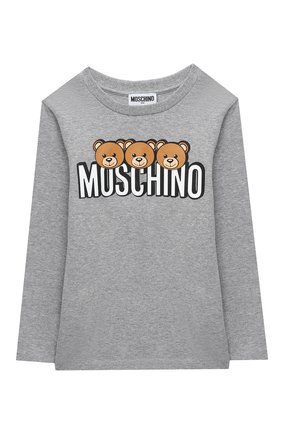 Детская хлопковый лонгслив MOSCHINO серого цвета по цене 6560 руб., арт. HU0006/LBA24/4A-8A | Фото 1 Детская хлопковый лонгслив MOSCHINO серого цвета, арт. HU0006/LBA24/4A-8A | Фото 1