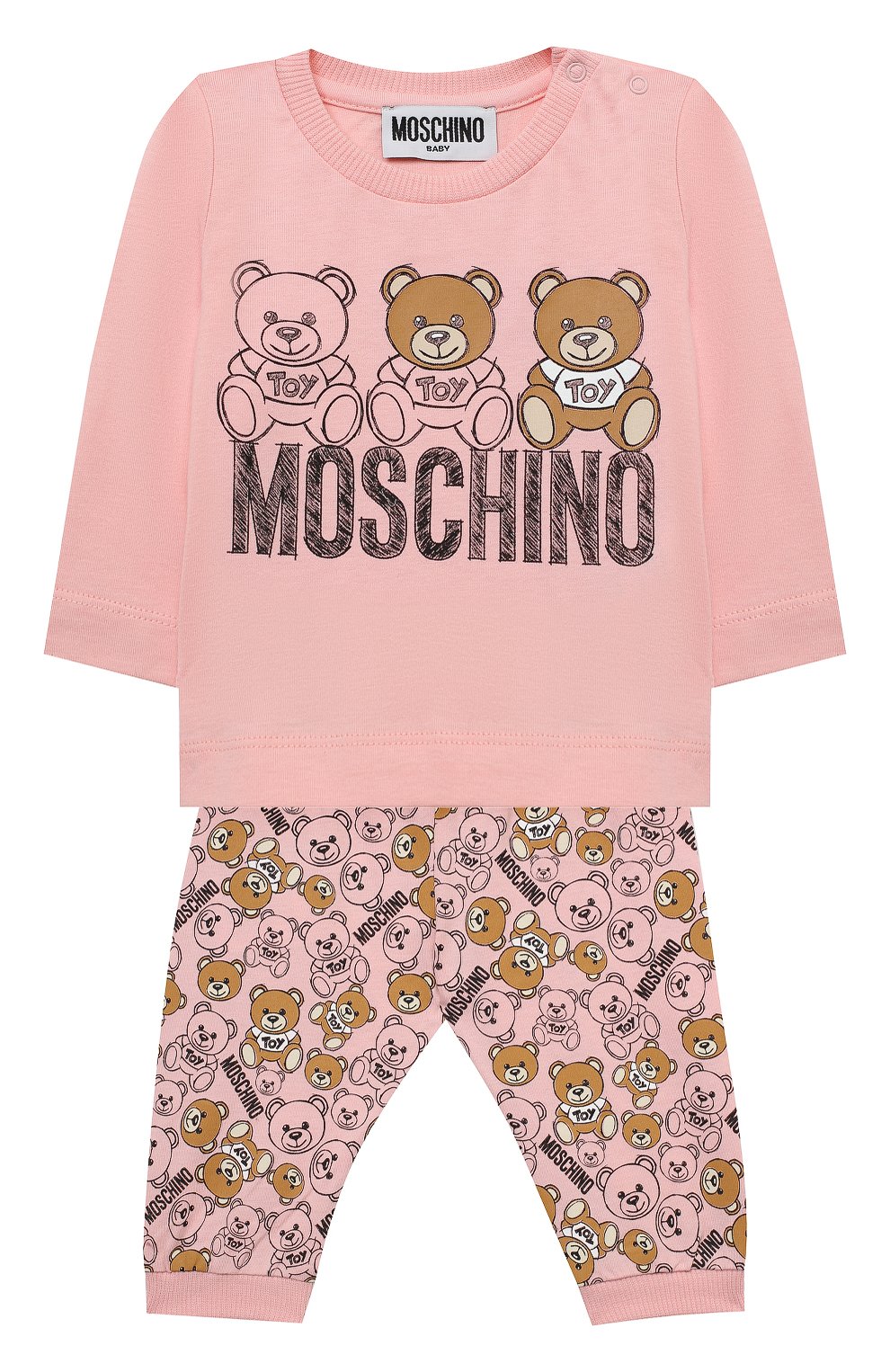 Детский комплект из лонгслива и брюк MOSCHINO розового цвета, арт. MUK02S/LAB19 | Фото 1