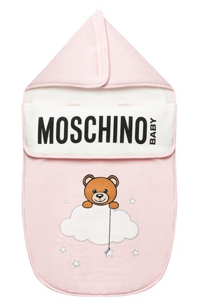 Детский хлопковый конверт MOSCHINO розового цвета по цене 17250 руб., арт. MZE005/LCE00 | Фото 1 Детский хлопковый конверт MOSCHINO розового цвета, арт. MZE005/LCE00 | Фото 1