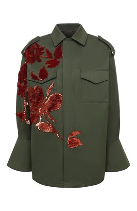 Женская хлопковая куртка VALENTINO хаки цвета по цене 253500 руб., арт. UB3CJ1K52C0 | Фото 1 Женская хлопковая куртка VALENTINO хаки цвета, арт. UB3CJ1K52C0 | Фото 1