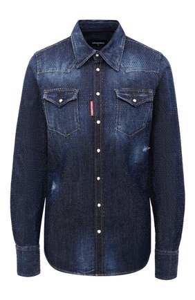 Женская джинсовая рубашка DSQUARED2 синего цвета по цене 151000 руб., арт. S75DL0735/S30341 | Фото 1 Женская джинсовая рубашка DSQUARED2 синего цвета, арт. S75DL0735/S30341 | Фото 1 (Длина (для топов): Стандартные; Рукава: Длинные; Материал внешний: Хлопок, Деним; Женское Кросс-КТ: Рубашка-одежда; Принт: Без принта; Стили: Гранж; Кросс-КТ: Деним)