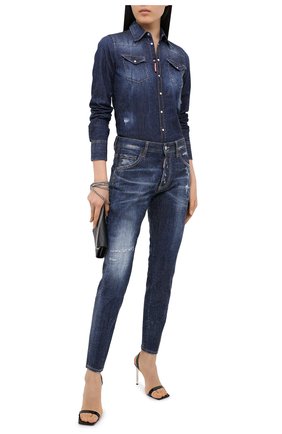 Женская джинсовая рубашка DSQUARED2 синего цвета по цене 151000 руб., арт. S75DL0735/S30341 | Фото 2 Женская джинсовая рубашка DSQUARED2 синего цвета, арт. S75DL0735/S30341 | Фото 2 (Длина (для топов): Стандартные; Рукава: Длинные; Материал внешний: Хлопок, Деним; Женское Кросс-КТ: Рубашка-одежда; Принт: Без принта; Стили: Гранж; Кросс-КТ: Деним)