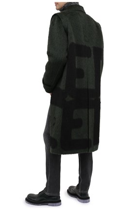 Мужской шерстяное пальто VALENTINO зеленого цвета, арт. UV0CAD956S8 | Фото 2 (Материал подклада: Купро; Длина (верхняя одежда): До колена; Материал внешний: Шерсть; Рукава: Длинные; Мужское Кросс-КТ: Верхняя одежда, пальто-верхняя одежда; Стили: Гранж)
