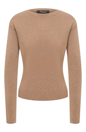 Женский кашемировый пуловер LORO PIANA бежевого цвета, арт. FAI8074 | Фото 1 (Материал внешний: Шерсть, Кашемир; Длина (для топов): Стандартные; Рукава: Длинные; Стили: Кэжуэл; Женское Кросс-КТ: Пуловер-одежда; Региональные ограничения белый список (Axapta Mercury): RU)