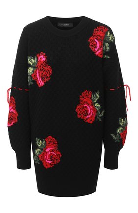 Женский шерстяной свитер VERSACE черного цвета по цене 104000 руб., арт. A86877/A235897 | Фото 1 Женский шерстяной свитер VERSACE черного цвета, арт. A86877/A235897 | Фото 1 (Рукава: Длинные; Длина (для топов): Удлиненные; Материал внешний: Шерсть; Женское Кросс-КТ: Свитер-одежда; Стили: Романтичный)