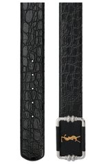 Женский кожаный ремень SAINT LAURENT черного цвета, арт. 640548/1ZQ0X | Фото 2 (Материал: Натуральная кожа)