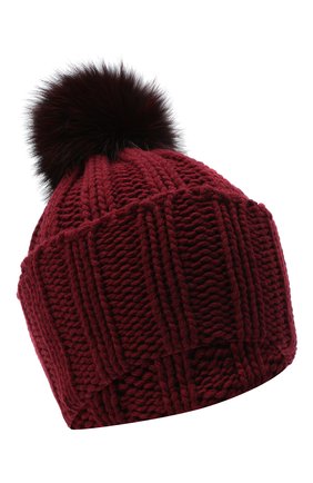 Женская вязаная шапка из кашемира INVERNI бордового цвета, арт. 1128CMG1 | Фото 1 (Материал: Шерсть, Кашемир, Текстиль)