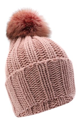 Женская вязаная шапка из кашемира INVERNI розового цвета, арт. 1128CMG1 | Фото 1 (Материал: Кашемир, Шерсть, Текстиль)