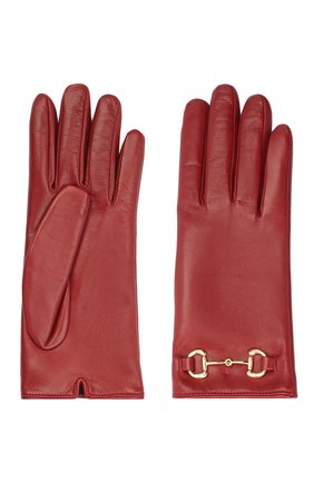 Женские кожаные перчатки GUCCI красного цвета, арт. 603635/BAP00 | Фото 2 (Региональные ограничения белый список (Axapta Mercury): RU; Материал: Натуральная кожа)
