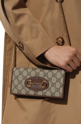 Женские кошелек horsebit 1955 на цепочке GUCCI коричневого цвета по цене 79200 руб., арт. 621892/92TCG | Фото 2 Женские кошелек horsebit 1955 на цепочке GUCCI коричневого цвета, арт. 621892/92TCG | Фото 2