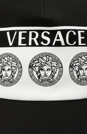 Мужской хлопковая бейсболка VERSACE черного цвета по цене 29550 руб., арт. ICAP004/A236199 | Фото 3 Мужской хлопковая бейсболка VERSACE черного цвета, арт. ICAP004/A236199 | Фото 3