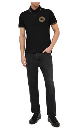 Мужское хлопковое поло VERSACE JEANS COUTURE черного цвета по цене 10350 руб., арт. B3GZA71T-P0L0 ZUP621 S LIM 57/36571 | Фото 2 Мужское хлопковое поло VERSACE JEANS COUTURE черного цвета, арт. B3GZA71T-P0L0 ZUP621 S LIM 57/36571 | Фото 2