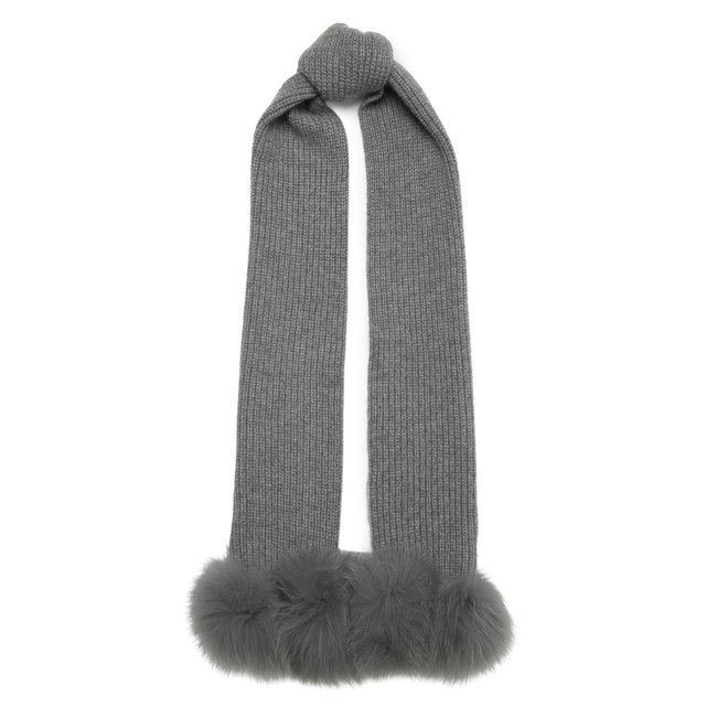 Кашемировый шарф с меховой отделкой Yves Salomon Enfant 20WEA504XXCARD