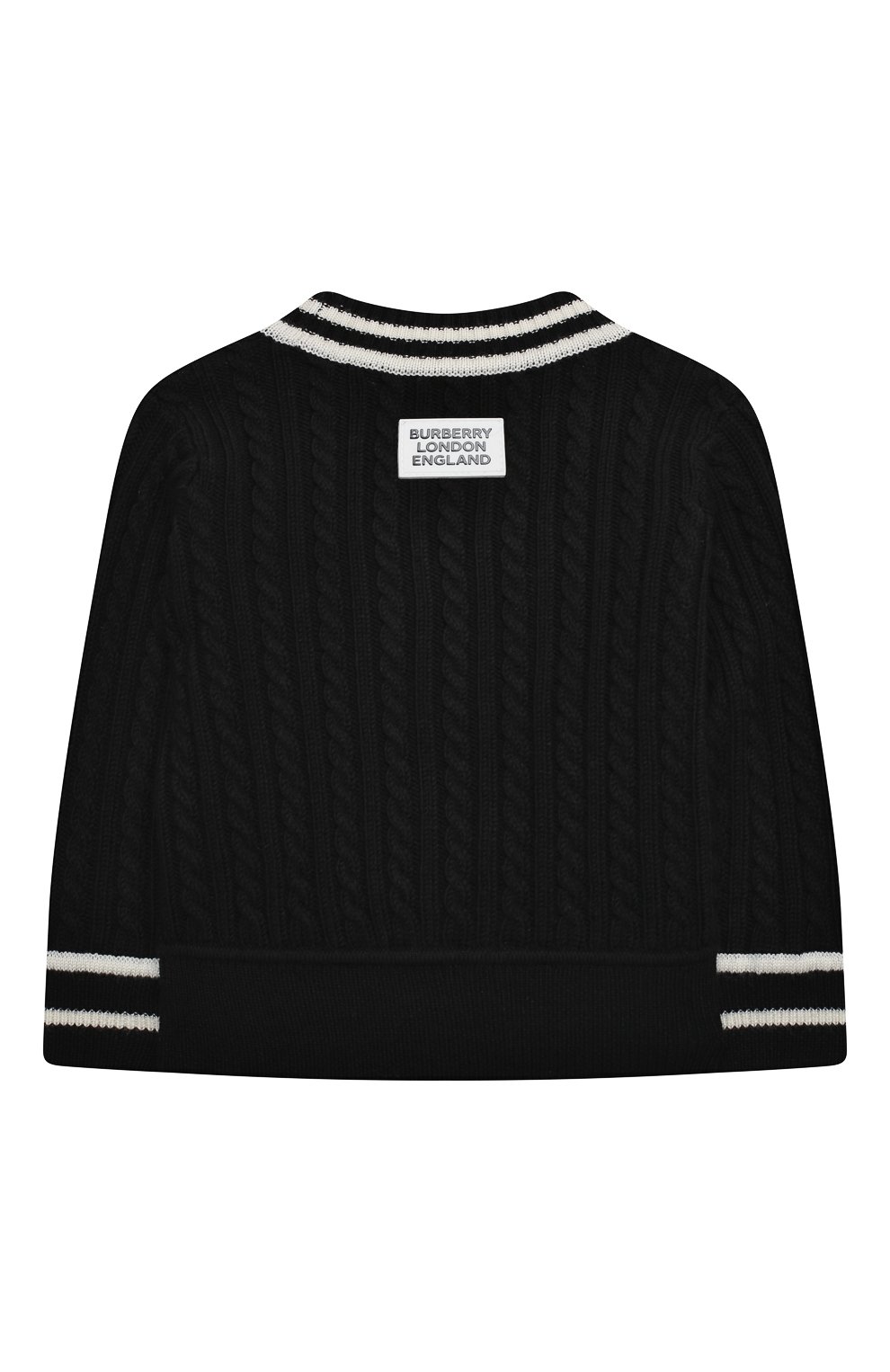 Детский шерстяной кардиган BURBERRY черного цвета по цене 25350 руб., арт. 8027676 | Фото 2 Детский шерстяной кардиган BURBERRY черного цвета, арт. 8027676 | Фото 2 (Материал внешний: Шерсть; Рукава: Длинные; Ростовка одежда: 12 мес | 80 см, 18 мес | 86 см, 24 мес | 92 см)