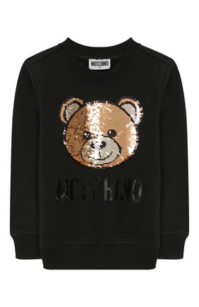 Детский хлопковый свитшот MOSCHINO KID черного цвета по цене 11000 руб., арт. HRF039/LDA16/4A-8A | Фото 1 Детский хлопковый свитшот MOSCHINO KID черного цвета, арт. HRF039/LDA16/4A-8A | Фото 1
