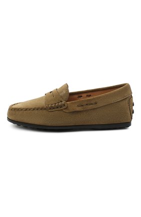 Детские замшевые мокасины TOD’S хаки цвета по цене 21100 руб., арт. UXC0LR00010RE0 | Фото 2 Детские замшевые мокасины TOD’S хаки цвета, арт. UXC0LR00010RE0 | Фото 2 (Материал внутренний: Натуральная кожа; Мальчики Кросс-КТ: мокасины; Материал внешний: Кожа; Мальчики-школьная форма: Классическая обувь)