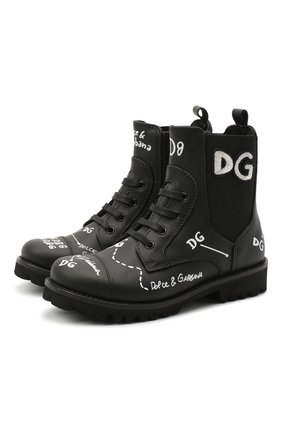 Детские кожаные ботинки DOLCE & GABBANA черного цвета по цене 33100 руб., арт. D10983/AH813/29-36 | Фото 1 Детские кожаные ботинки DOLCE & GABBANA черного цвета, арт. D10983/AH813/29-36 | Фото 1