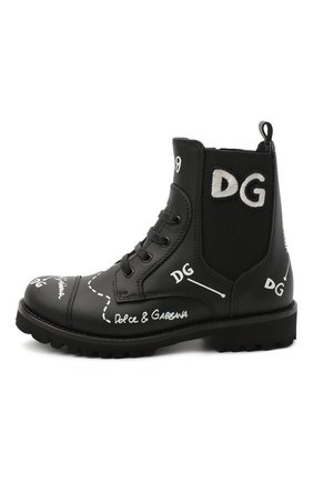 Детские кожаные ботинки DOLCE & GABBANA черного цвета по цене 33100 руб., арт. D10983/AH813/29-36 | Фото 2 Детские кожаные ботинки DOLCE & GABBANA черного цвета, арт. D10983/AH813/29-36 | Фото 2