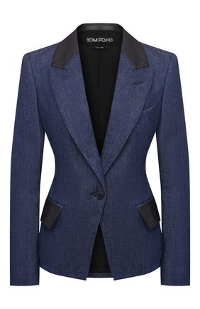 Женский хлопковый жакет TOM FORD синего цвета по цене 314500 руб., арт. GID046-DEX106 | Фото 1 Женский хлопковый жакет TOM FORD синего цвета, арт. GID046-DEX106 | Фото 1