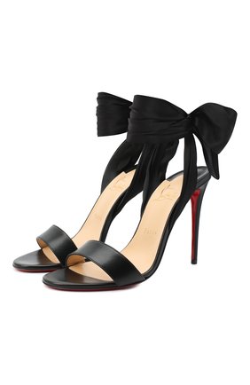 Женские кожаные босоножки du desert 100 CHRISTIAN LOUBOUTIN черного цвета по цене 68650 руб., арт. sandale du desert 100 nappa/crepe satin | Фото 1 Женские кожаные босоножки du desert 100 CHRISTIAN LOUBOUTIN черного цвета, арт. sandale du desert 100 nappa/crepe satin | Фото 1