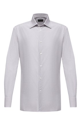 Мужская хлопковая сорочка ERMENEGILDO ZEGNA сиреневого цвета по цене 36650 руб., арт. 801329/9MS0PA | Фото 1 Мужская хлопковая сорочка ERMENEGILDO ZEGNA сиреневого цвета, арт. 801329/9MS0PA | Фото 1 (Длина (для топов): Стандартные; Рукава: Длинные; Материал внешний: Хлопок; Мужское Кросс-КТ: Сорочка-одежда; Принт: Клетка; Случай: Формальный; Стили: Классический; Манжеты: На пуговицах; Воротник: Кент)