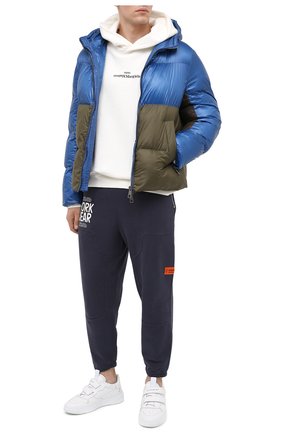 Мужская утепленная куртка NEIL BARRETT синего цвета, арт. BSP528V/P184C | Фото 2 (Материал внешний: Синтетический материал; Материал подклада: Вискоза; Рукава: Длинные; Длина (верхняя одежда): Короткие; Мужское Кросс-КТ: Верхняя одежда, утепленные куртки; Кросс-КТ: Куртка; Стили: Гранж)