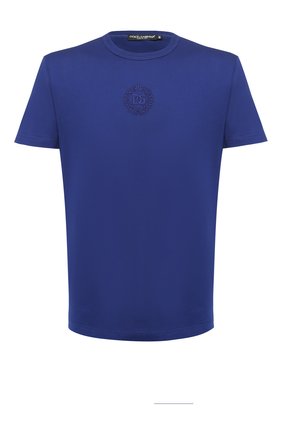 Мужская хлопковая футболка DOLCE & GABBANA синего цвета по цене 46050 руб., арт. G8KBAZ/G7XHE | Фото 1 Мужская хлопковая футболка DOLCE & GABBANA синего цвета, арт. G8KBAZ/G7XHE | Фото 1 (Длина (для топов): Стандартные; Материал внешний: Хлопок; Рукава: Короткие; Мужское Кросс-КТ: Футболка-одежда; Принт: Без принта; Стили: Кэжуэл)