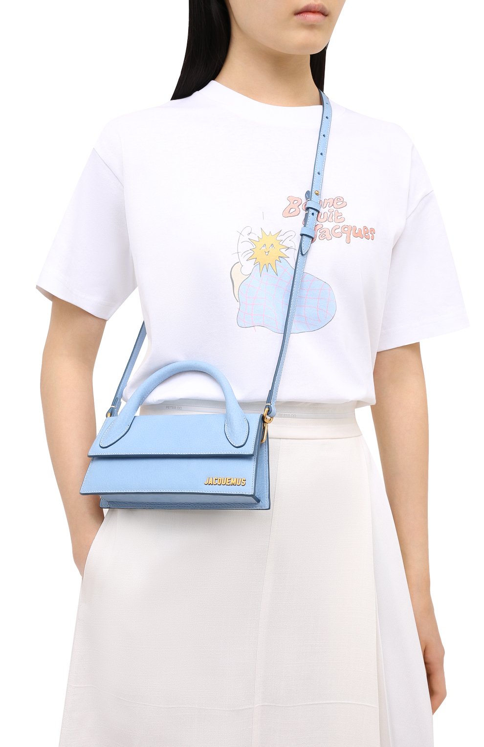 Женская сумка le chiquito long JACQUEMUS голубого цвета по цене 0 руб., арт. 203BA04/304340 | Фото 5 Женская сумка le chiquito long JACQUEMUS голубого цвета, арт. 203BA04/304340 | Фото 5 (Сумки-технические: Сумки через плечо, Сумки top-handle; Материал: Натуральная кожа; Ремень/цепочка: На ремешке; Размер: small)