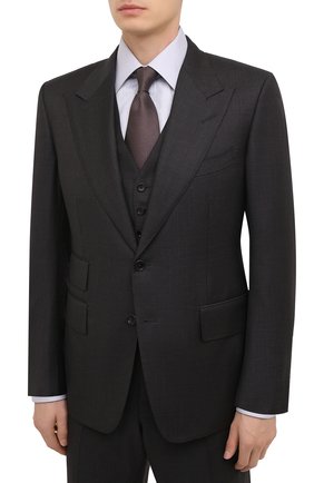 Мужской шерстяной костюм-тройка TOM FORD серого цвета по цене 374500 руб., арт. 822R09/31AL43 | Фото 2 Мужской шерстяной костюм-тройка TOM FORD серого цвета, арт. 822R09/31AL43 | Фото 2 (Материал подклада: Шелк, Купро; Рукава: Длинные; Материал внешний: Шерсть; Костюмы М: Костюм-тройка; Стили: Классический)