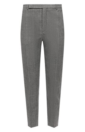 Мужские шерстяные брюки SAINT LAURENT серого цвета по цене 79950 руб., арт. 596927/Y1B54 | Фото 1 Мужские шерстяные брюки SAINT LAURENT серого цвета, арт. 596927/Y1B54 | Фото 1 (Длина (брюки, джинсы): Стандартные; Материал подклада: Шелк; Материал внешний: Шерсть; Случай: Повседневный; Стили: Кэжуэл)