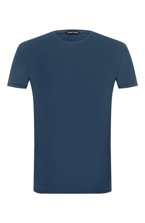 Мужская футболка TOM FORD синего цвета, арт. BV229/TFJ950 | Фото 1 (Рукава: Короткие; Материал внешний: Хлопок, Лиоцелл, Растительное волокно; Длина (для топов): Стандартные; Мужское Кросс-КТ: Футболка-одежда; Принт: Без принта; Стили: Кэжуэл; Региональные ограничения белый список (Axapta Mercury): RU)