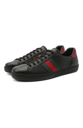 Мужские кожаные кеды new ace GUCCI черного цвета по цене 47800 руб., арт. 386750/02JR0 | Фото 1 Мужские кожаные кеды new ace GUCCI черного цвета, арт. 386750/02JR0 | Фото 1