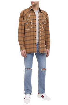 Мужские кожаные кеды new ace GUCCI белого цвета по цене 49000 руб., арт. 630610/1XG60 | Фото 2 Мужские кожаные кеды new ace GUCCI белого цвета, арт. 630610/1XG60 | Фото 2