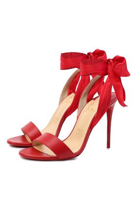 Женские кожаные босоножки du desert 100 CHRISTIAN LOUBOUTIN красного цвета по цене 68650 руб., арт. sandale du desert 100 nappa/crepe satin | Фото 1 Женские кожаные босоножки du desert 100 CHRISTIAN LOUBOUTIN красного цвета, арт. sandale du desert 100 nappa/crepe satin | Фото 1