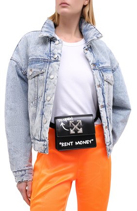 Женская поясная сумка 0.7 jitney OFF-WHITE черно-белого цвета по цене 58050 руб., арт. 0WNA093E20LEA0011001 | Фото 2 Женская поясная сумка 0.7 jitney OFF-WHITE черно-белого цвета, арт. 0WNA093E20LEA0011001 | Фото 2