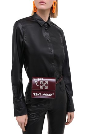 Женская поясная сумка 0.7 jitney OFF-WHITE бордового цвета по цене 59800 руб., арт. 0WNA093E20LEA0012801 | Фото 2 Женская поясная сумка 0.7 jitney OFF-WHITE бордового цвета, арт. 0WNA093E20LEA0012801 | Фото 2