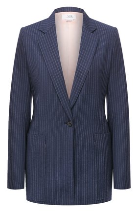 Женский шерстяной жакет VICTORIA, VICTORIA BECKHAM синего цвета по цене 53150 руб., арт. 2320WJK001400B | Фото 1 Женский шерстяной жакет VICTORIA, VICTORIA BECKHAM синего цвета, арт. 2320WJK001400B | Фото 1