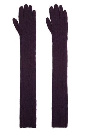 Женские шерстяные перчатки DRIES VAN NOTEN фиолетового цвета, арт. 202-12211-1703 | Фото 2 (Материал: Текстиль, Шерсть; Кросс-КТ: Трикотаж; Длина (верхняя одежда): Длинные)