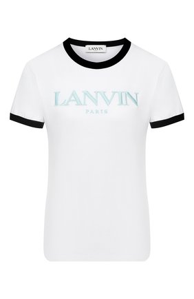 Женская хлопковая футболка LANVIN белого цвета по цене 25400 руб., арт. RW-T0688J-JR40-H20 | Фото 1 Женская хлопковая футболка LANVIN белого цвета, арт. RW-T0688J-JR40-H20 | Фото 1