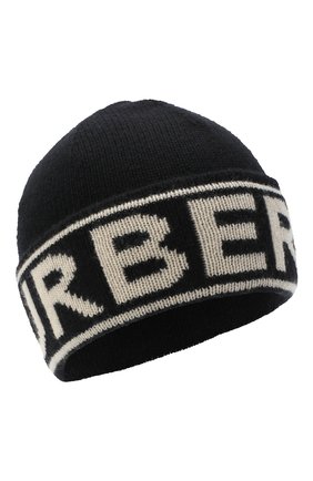 Женская кашемировая шапка BURBERRY черного цвета, арт. 8023982 | Фото 1 (Материал: Шерсть, Кашемир, Текстиль)