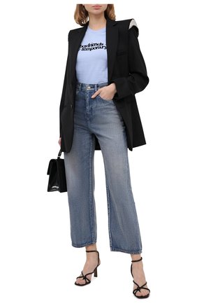 Женская хлопковая футболка OFF-WHITE голубого цвета по цене 27450 руб., арт. 0WAA040F20JER0023610 | Фото 2 Женская хлопковая футболка OFF-WHITE голубого цвета, арт. 0WAA040F20JER0023610 | Фото 2