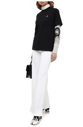 Женская хлопковая футболка OFF-WHITE черного цвета по цене 28050 руб., арт. 0WAA049E20JER0091055 | Фото 2 Женская хлопковая футболка OFF-WHITE черного цвета, арт. 0WAA049E20JER0091055 | Фото 2