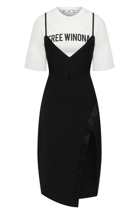 Женское платье OFF-WHITE черного цвета по цене 88200 руб., арт. 0WDB260E20FAB0011010 | Фото 1 Женское платье OFF-WHITE черного цвета, арт. 0WDB260E20FAB0011010 | Фото 1