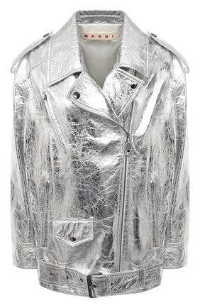 Женская кожаная куртка MARNI серебряного цвета по цене 299500 руб., арт. JKMX0120HC/LA731 | Фото 1 Женская кожаная куртка MARNI серебряного цвета, арт. JKMX0120HC/LA731 | Фото 1
