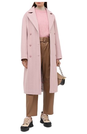 Женское шерстяное пальто PEFORGIRLS розового цвета, арт. PE.100.2022.09.00104.610 | Фото 2 (Материал внешний: Шерсть; Рукава: Длинные; Длина (верхняя одежда): Длинные; Материал подклада: Вискоза; 1-2-бортные: Двубортные; Стили: Кэжуэл)