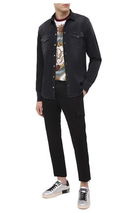 Мужские кожаные кеды portofino DOLCE & GABBANA серебряного цвета по цене 49950 руб., арт. CS1772/AW151 | Фото 2 Мужские кожаные кеды portofino DOLCE & GABBANA серебряного цвета, арт. CS1772/AW151 | Фото 2